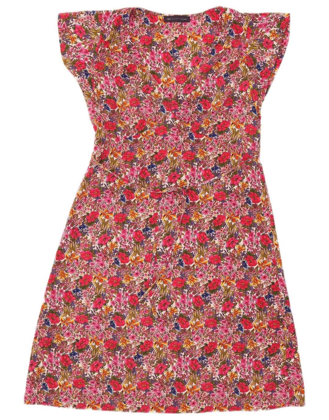 Marks & Spencer Dame A-Line Kjole UK 10 Small Pink Floral Polyester