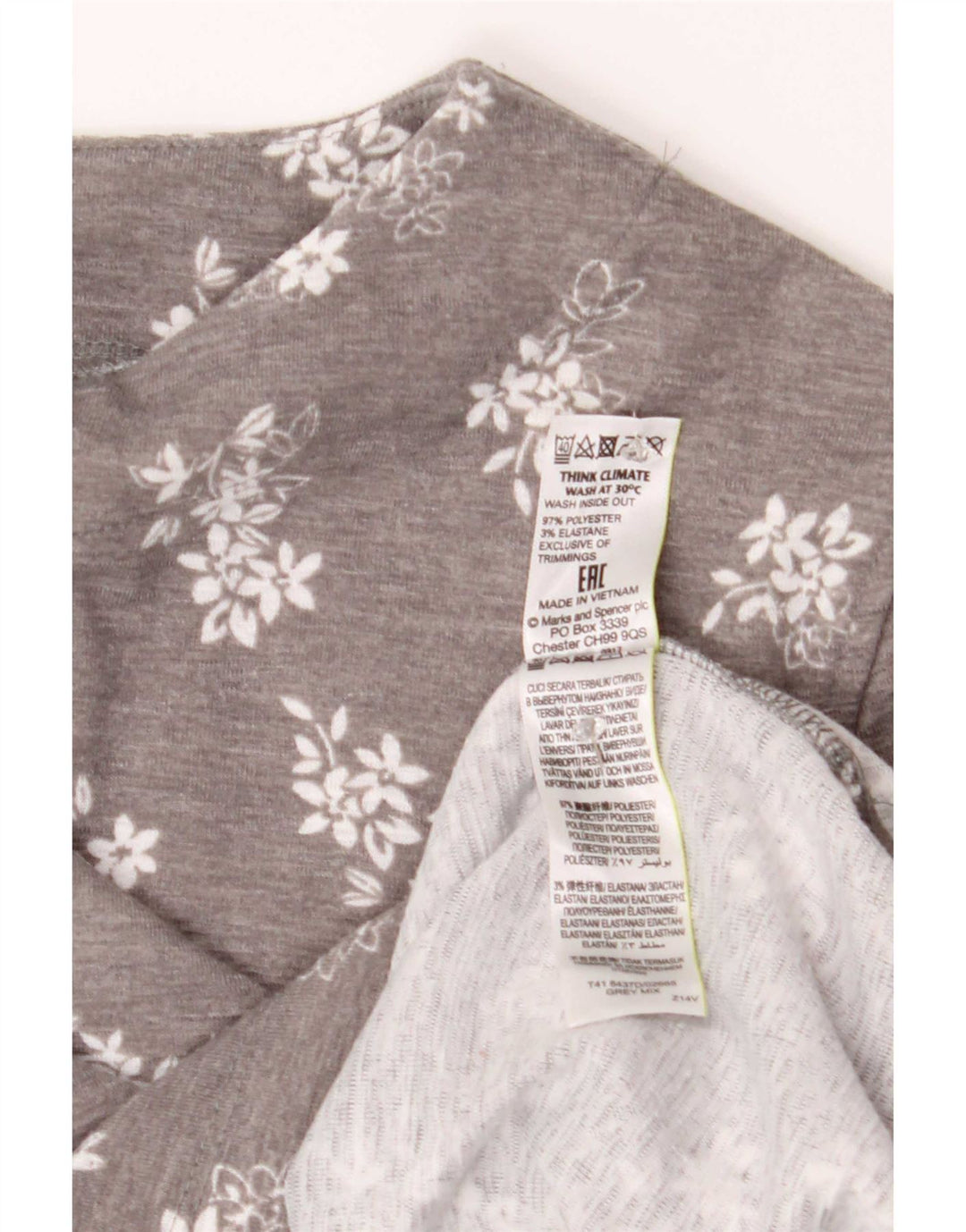 Marks & Spencer Dame Oversized Top 3/4 ærme UK 8 Small Grey Floral