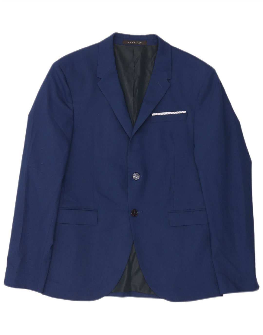 Zara Herre 2-knaps blazerjakke EU 50 Medium Blue