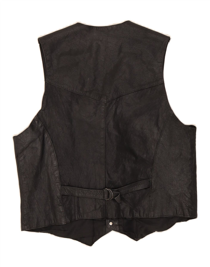 AKASO Mens Leather Waistcoat Large Black Leather Vintage Akaso and Second-Hand Akaso from Messina Hembry 