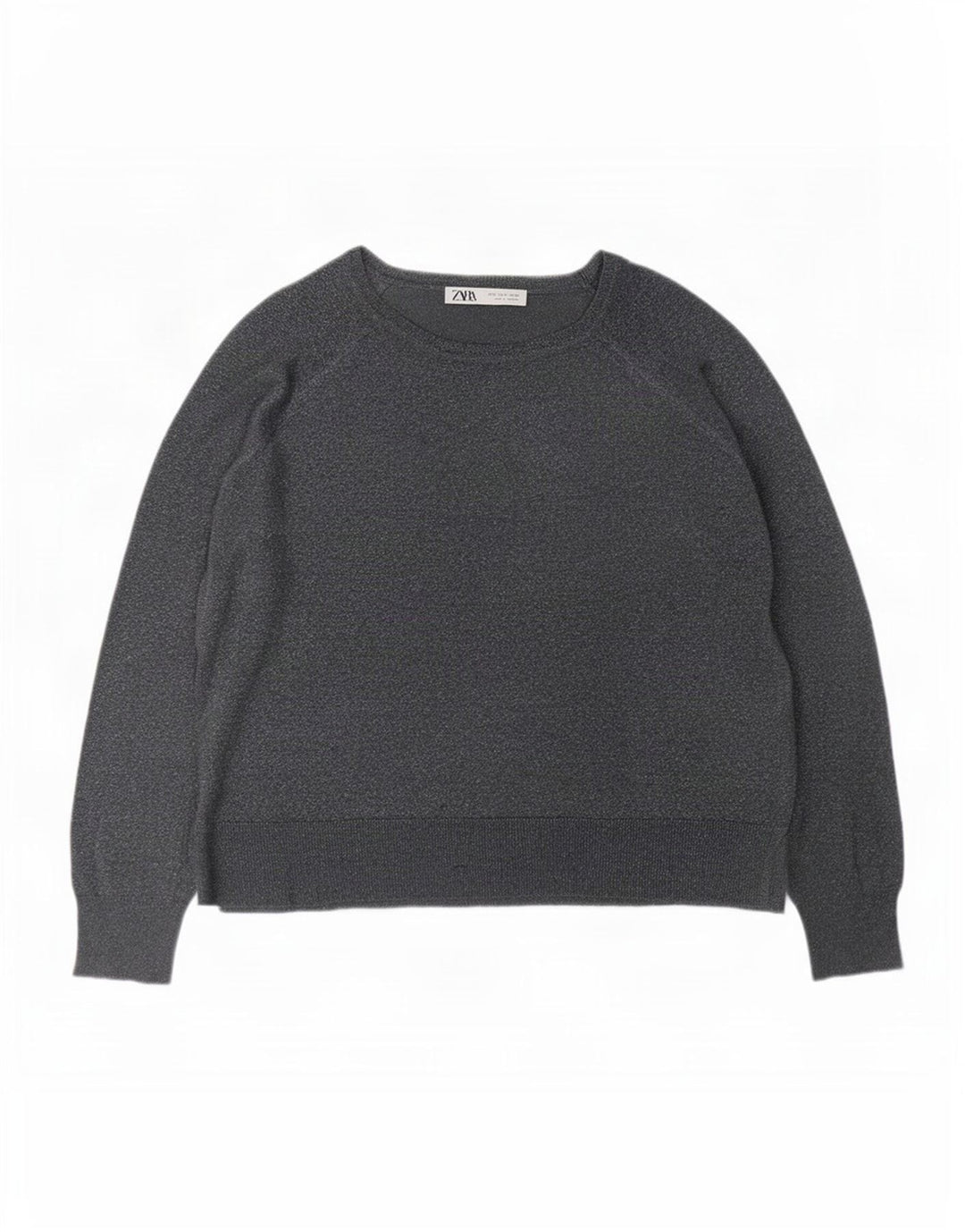 Zara Dame Oversized Bluse Top UK 10 Small Grå Flecked Viscose