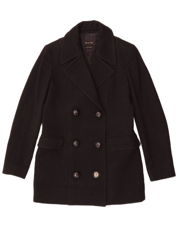 Massimo Dutti Dame Dobbeltradet Frakke EU 38 Lille Sort Uld