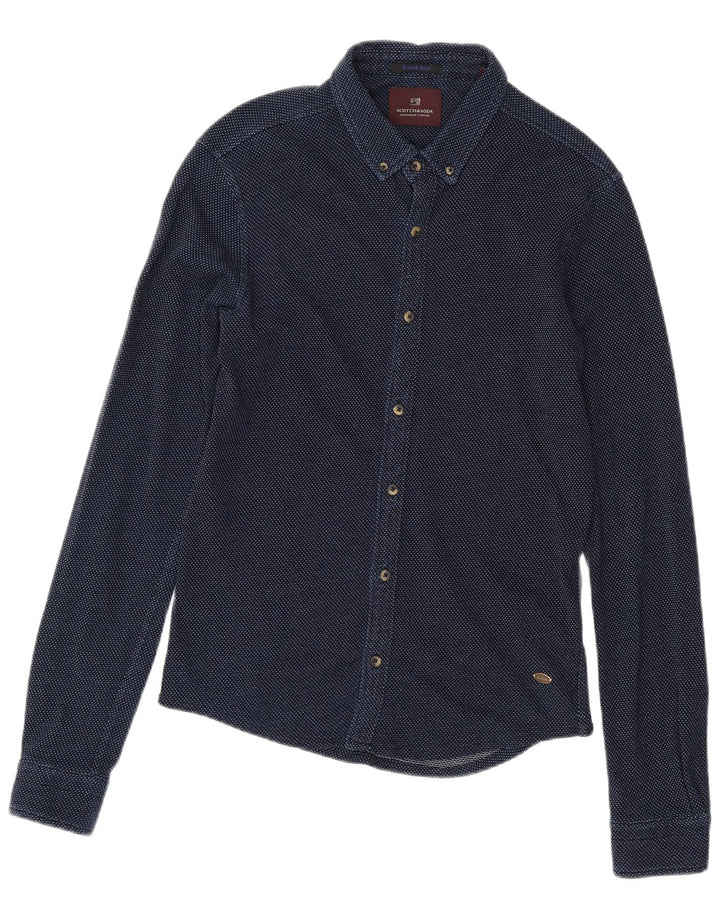 Scotch & Soda Herreskjorte Medium Navyblå plettet bomuld