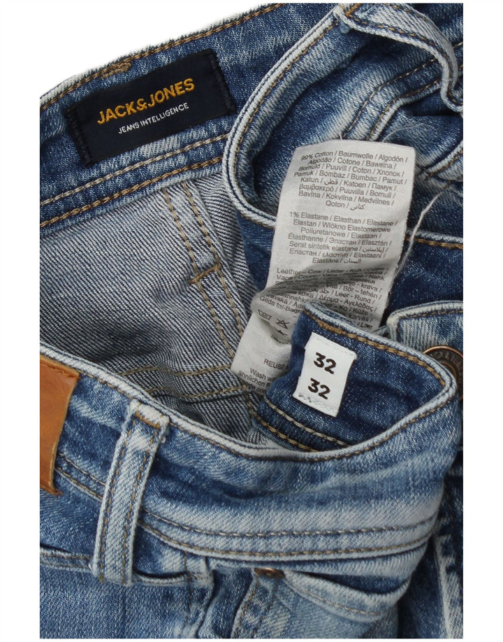 Jack & Jones Herre Distressed Straight Jeans W32 L32 Blå Bomuld