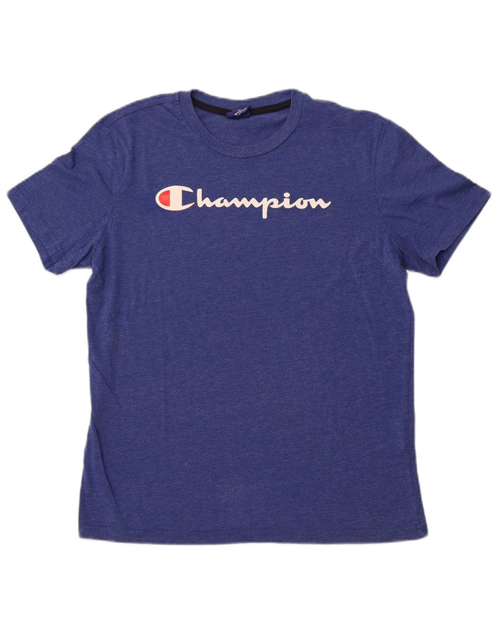 CHAMPION Grafisk T-shirt til mænd, mellemblå bomuld