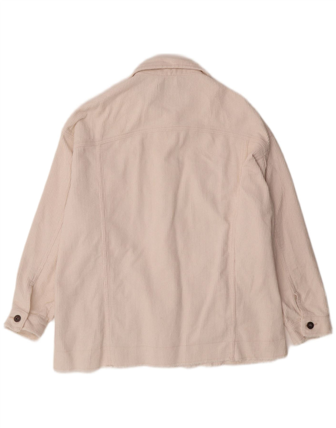 ZARA Dame Oversized Corduroy Jacket UK 16 Large Off White Bomuld