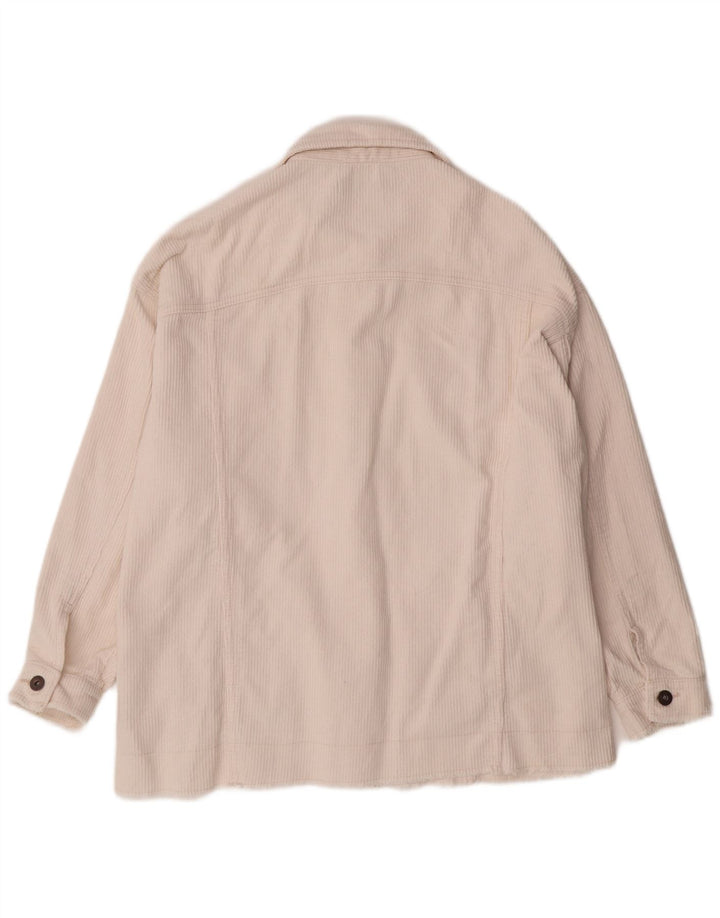 ZARA Dame Oversized Corduroy Jacket UK 16 Large Off White Bomuld