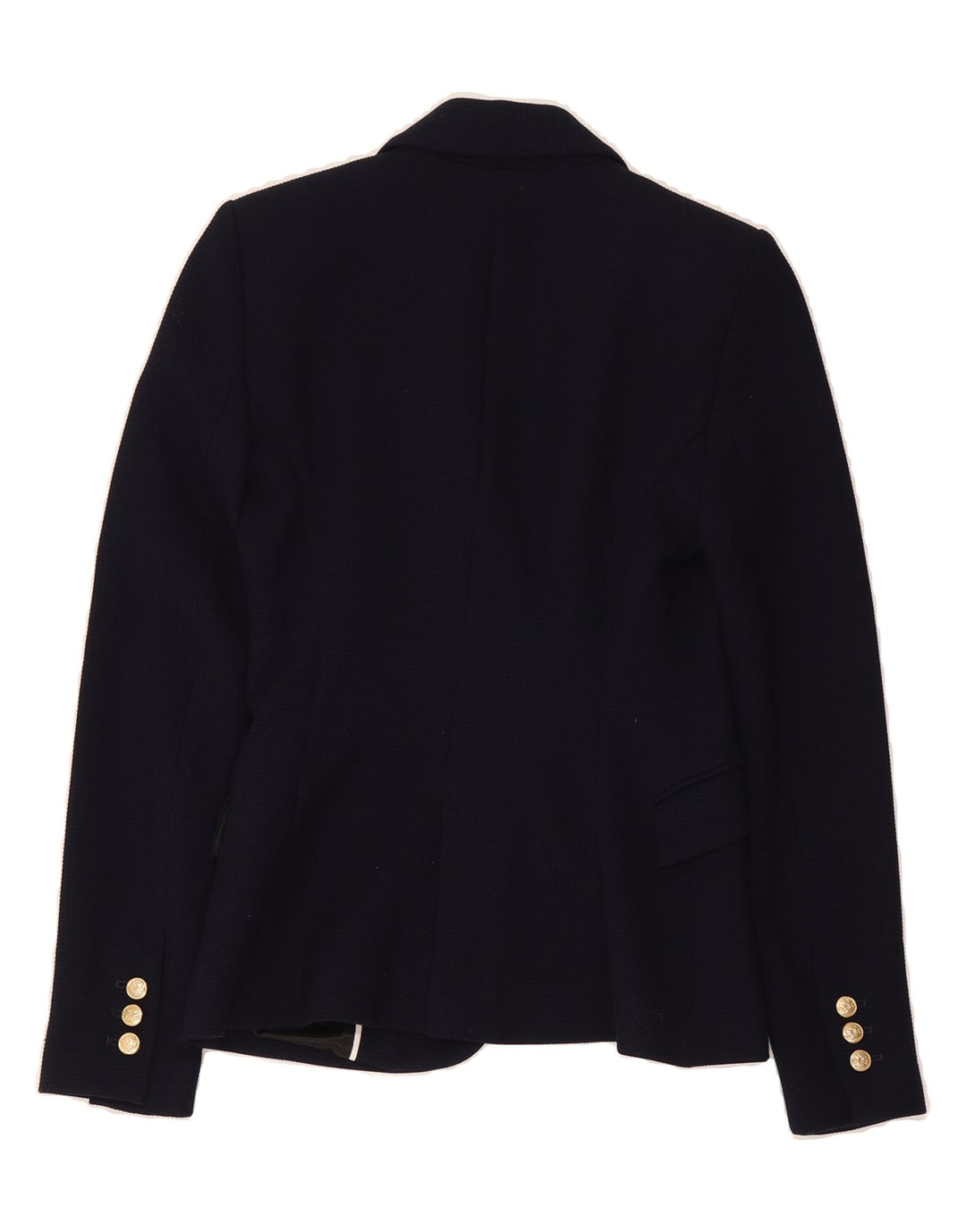 ZARA Womens 1 Button Blazer Jacket UK 6 XS Navy Blue Polyester Vintage Zara and Second-Hand Zara from Messina Hembry 