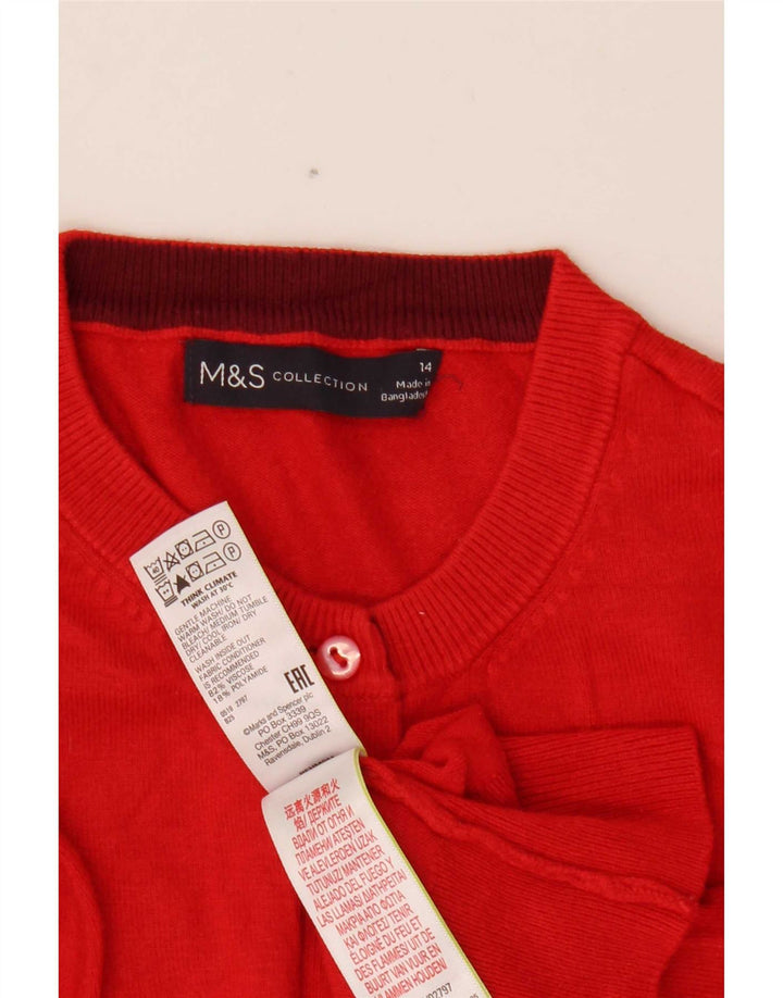 Marks & Spencer Dame Crop Cardigan Sweater UK 14 Medium Red Viscose