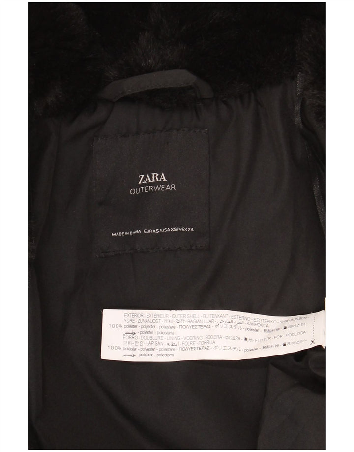 Zara Dame imiteret Pelsjakke UK 6 XS Sort Polyester