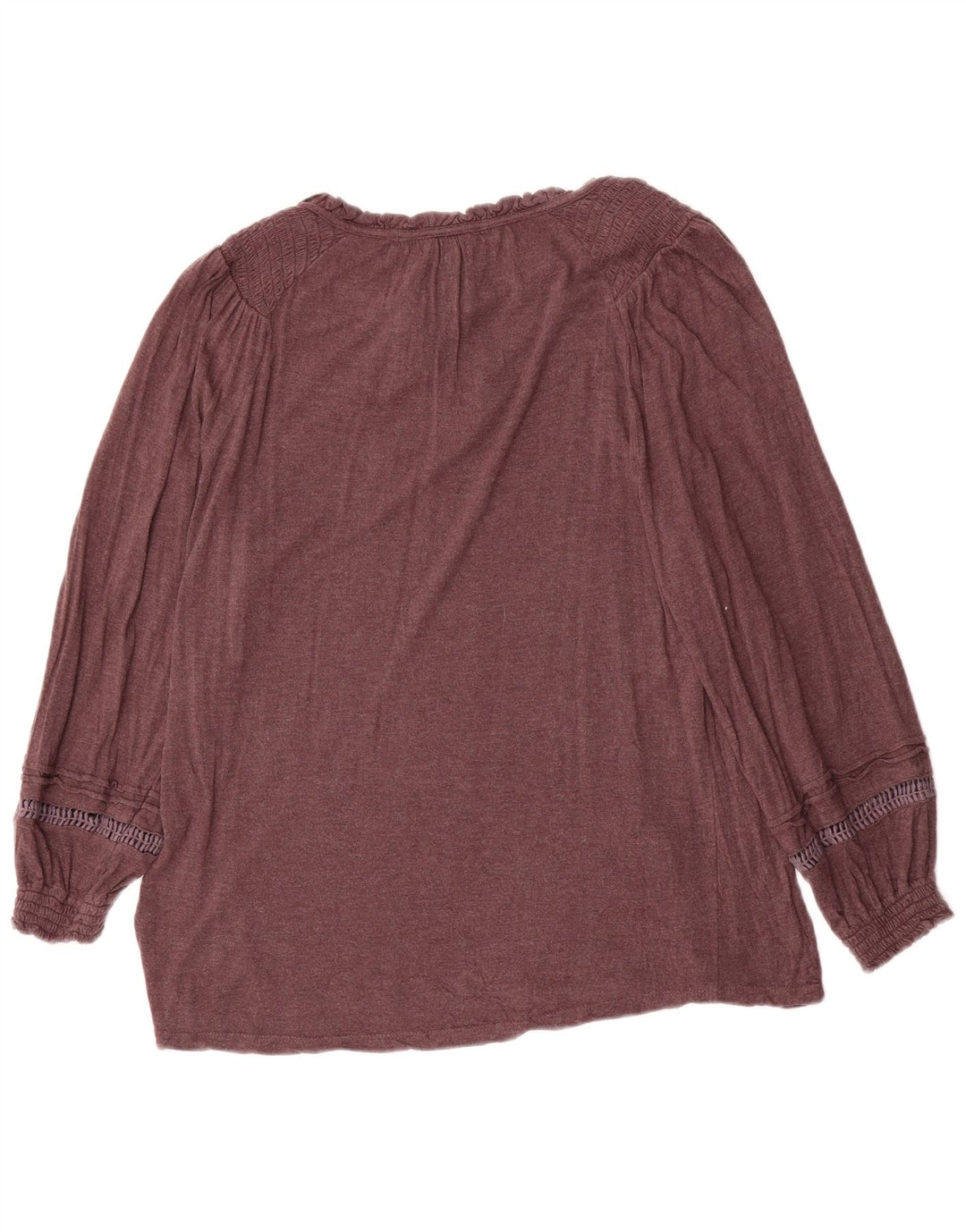 FAT FACE Dame Oversized langærmet bluse Top UK 10 Lille brun viskose