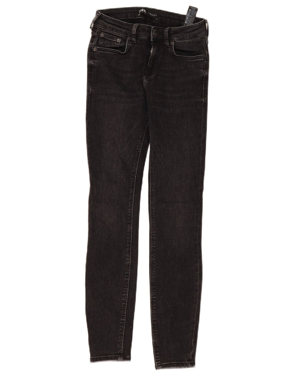 Zara Dame Skinny Jeans EU 36 XS W26 L28 Sort Bomuld