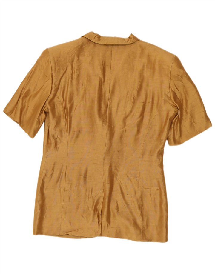 Max Mara Kortærmet skjortebluse til kvinder UK 12 Medium Brun Silke