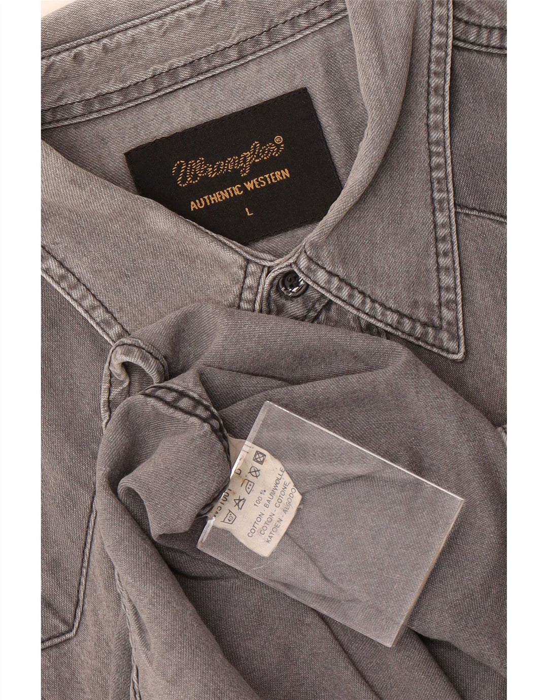 Wrangler denimskjorte til mænd, stor grå bomuld