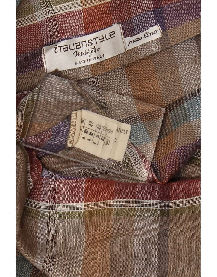 MARZOTTO Dame 1-knaps blazerjakke UK 16 Stor flerfarvet ternet