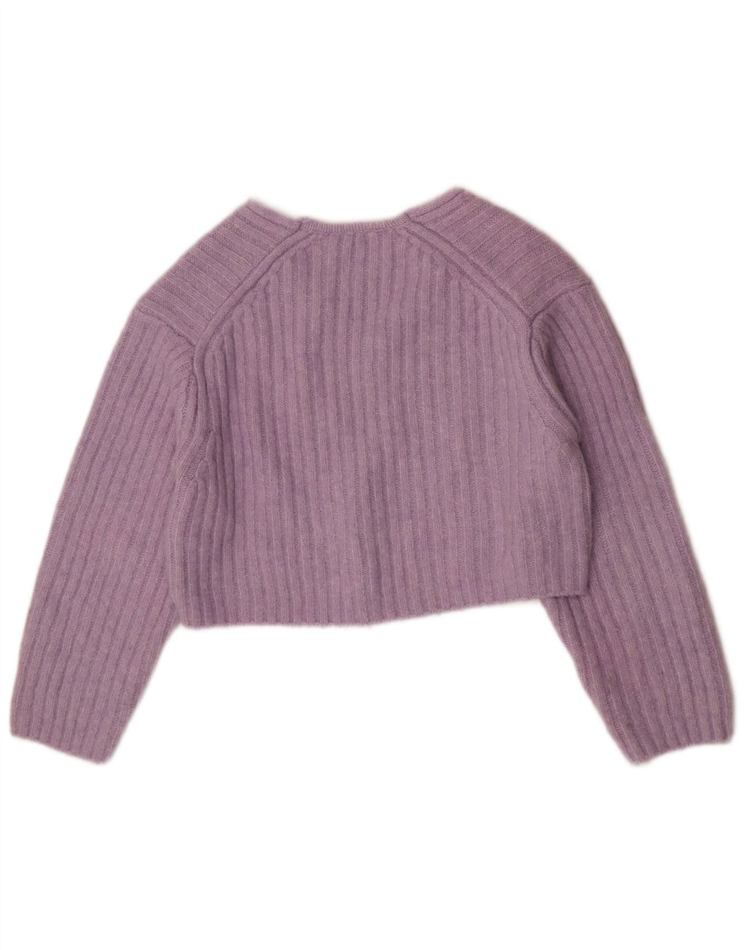 Zara Womens Crop V-hals sweater UK 14 Medium Purple Polyester