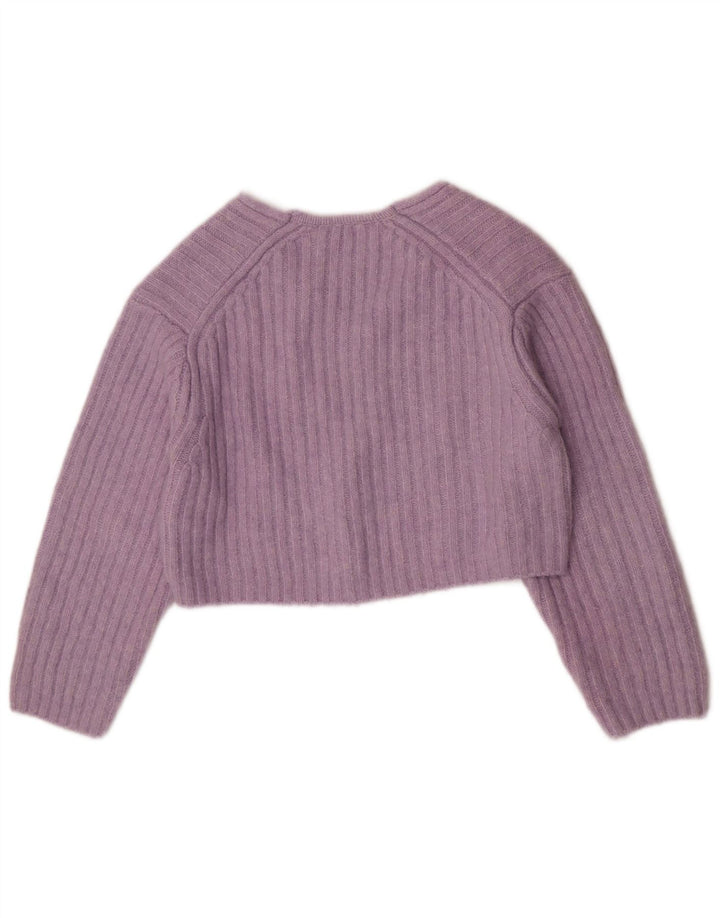 Zara Womens Crop V-hals sweater UK 14 Medium Purple Polyester