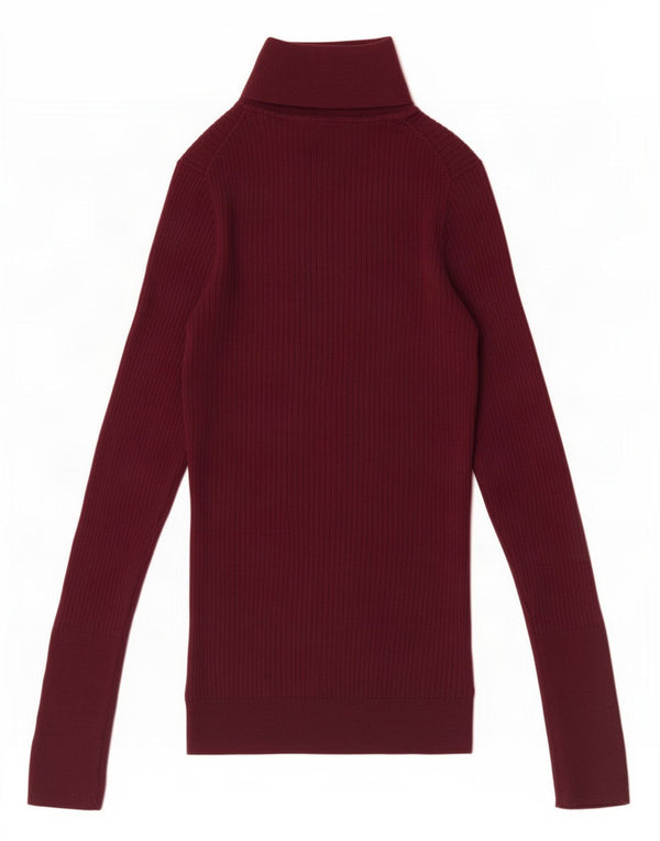 Hobbs Dame Roll Neck Jumper Sweater UK 8 Small Maroon Virgin Wool