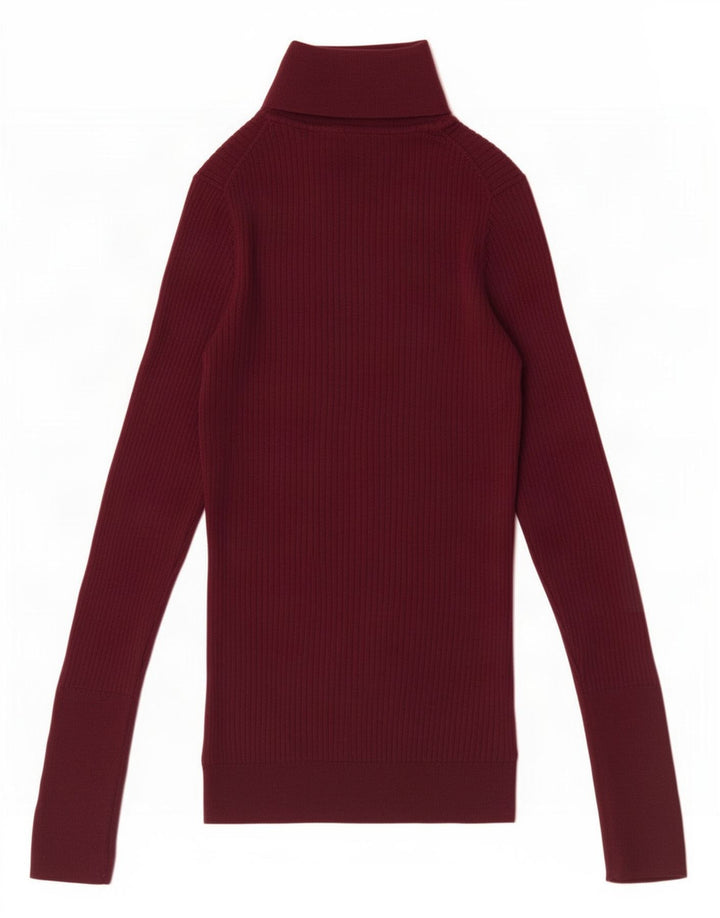 Hobbs Dame Roll Neck Jumper Sweater UK 8 Small Maroon Virgin Wool