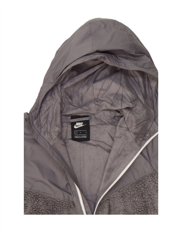 NIKE Womens Zip Hoodie Sweater UK 16 Large Grey Polyester Vintage Nike and Second-Hand Nike from Messina Hembry 