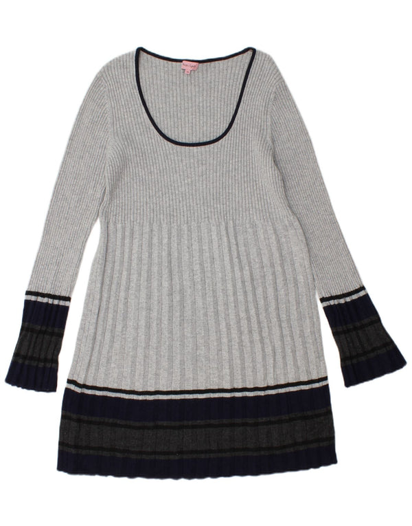 Phase Eight Dame Jumper Dress UK 14 Medium Grey Colourblock Bomuld