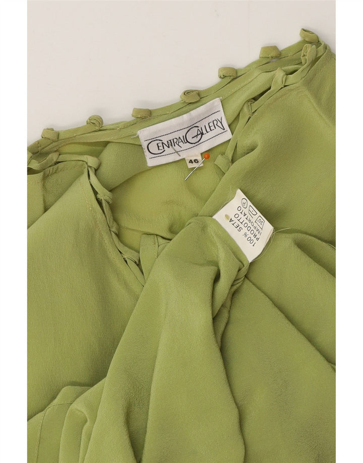 VINTAGE Womens Blouse Top IT 46 Large Green Silk