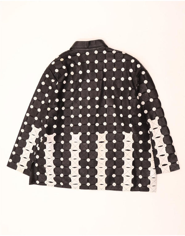 Vintage læderjakke til kvinder UK 18 XL Sort Polka Dot
