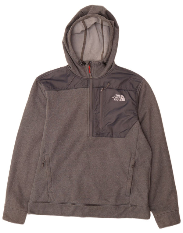 The North Face Herre Zip Neck Hoodie Jumper Large Grå Colourblock Polyester