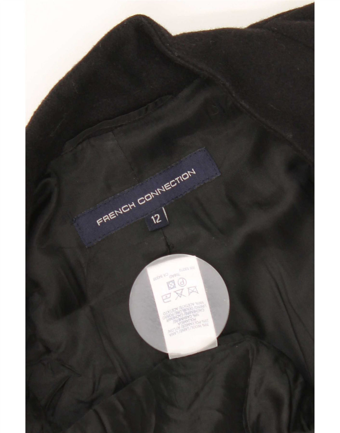 French Connection Dame Oversized Overfrakke UK 12 Medium Sort Uld