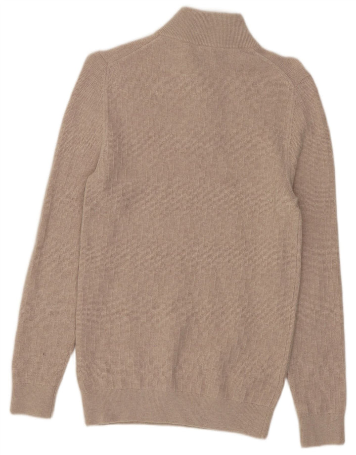 Reiss Herre Zip Neck Jumper Sweater Small Beige Merino Uld