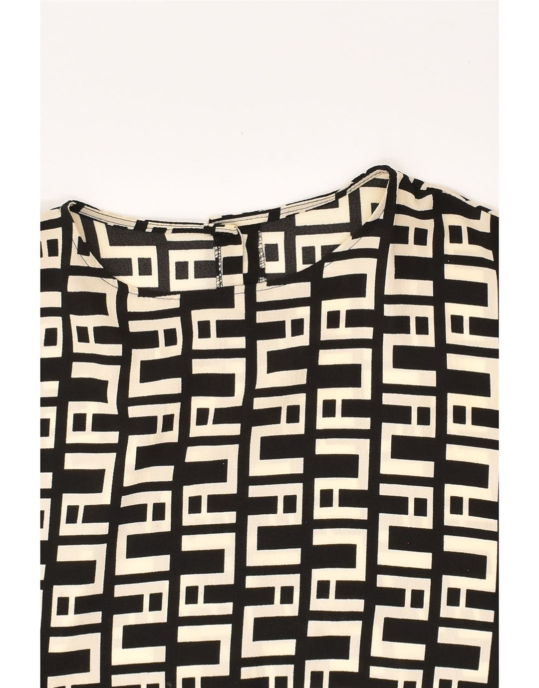 VINTAGE Womens Short Sleeve Blouse Top UK 16 Large Black Geometric Vintage Vintage and Second-Hand Vintage from Messina Hembry 