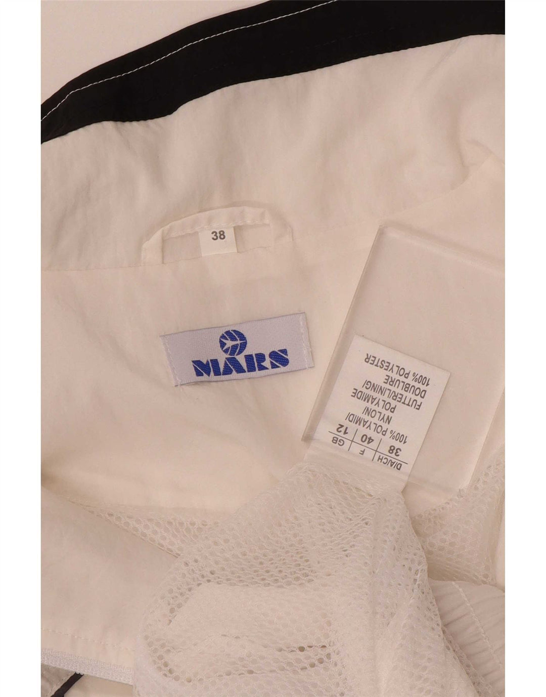 Vintage træningsdragt til kvinder, topjakke UK 12 Medium White Colourblock