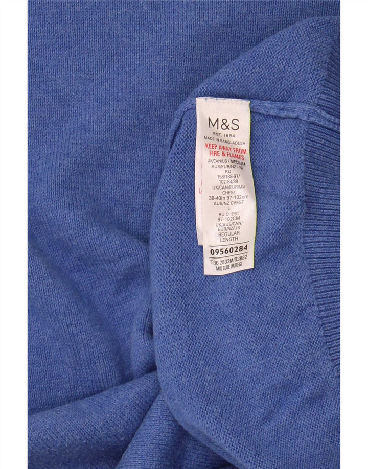 Marks & Spencer Herre V-hals sweater mellemblå bomuld