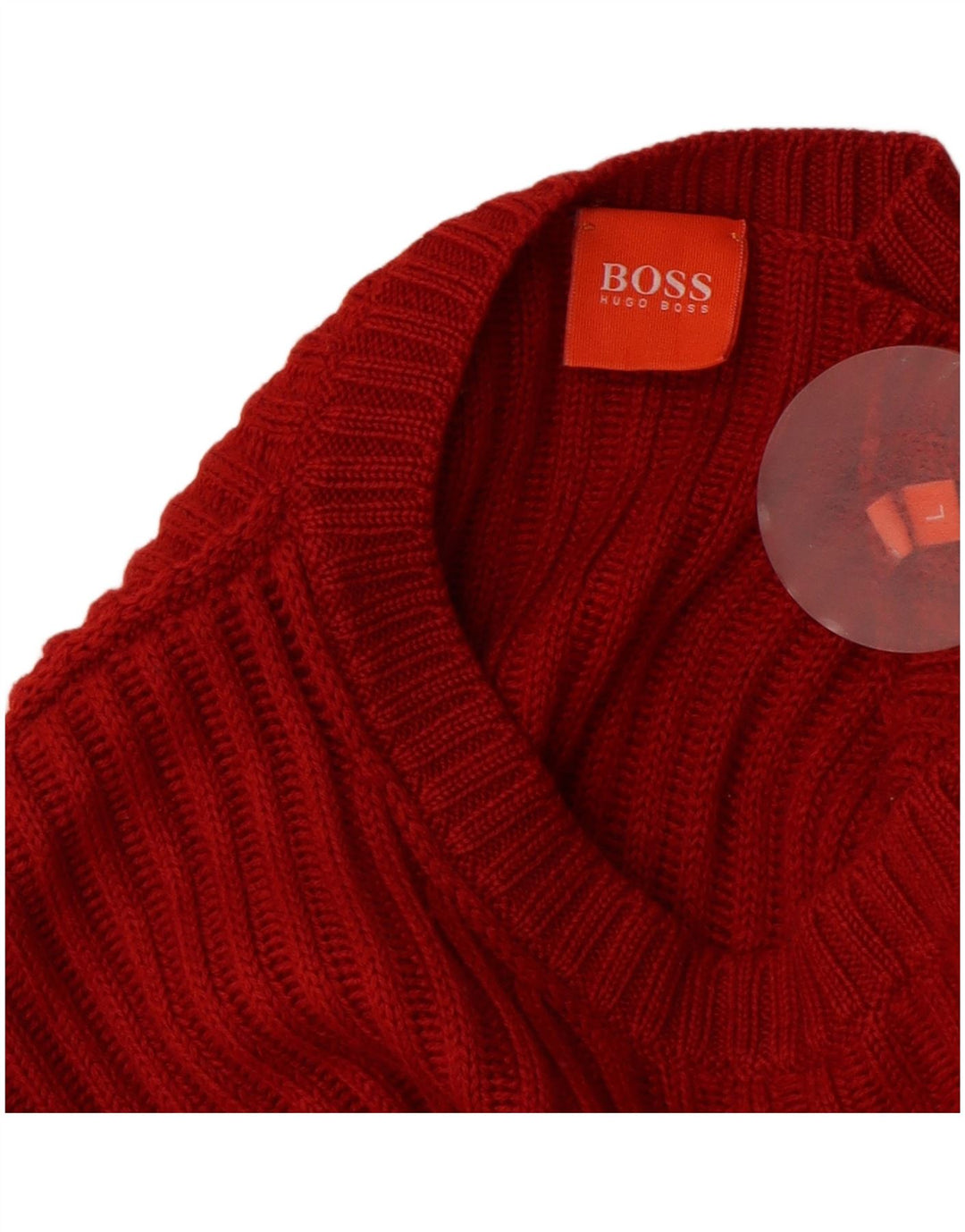 HUGO BOSS Herre sweater med rund hals, stor rød uld