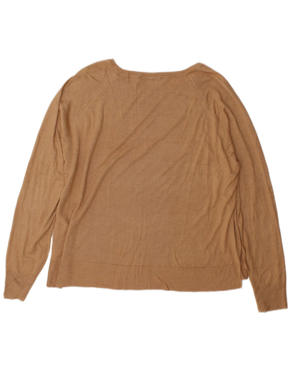 Zara Dame Boat Neck Jumper Sweater UK 18 XL Brun Viscose