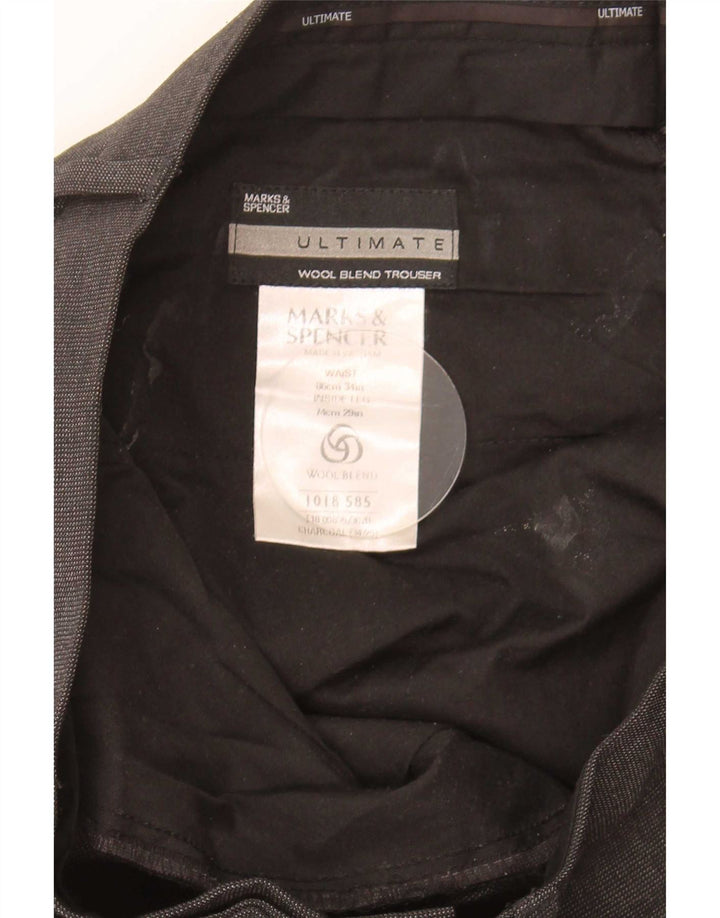 Marks & Spencer Straight Suit Bukser til mænd W34 L29 Grå polyester