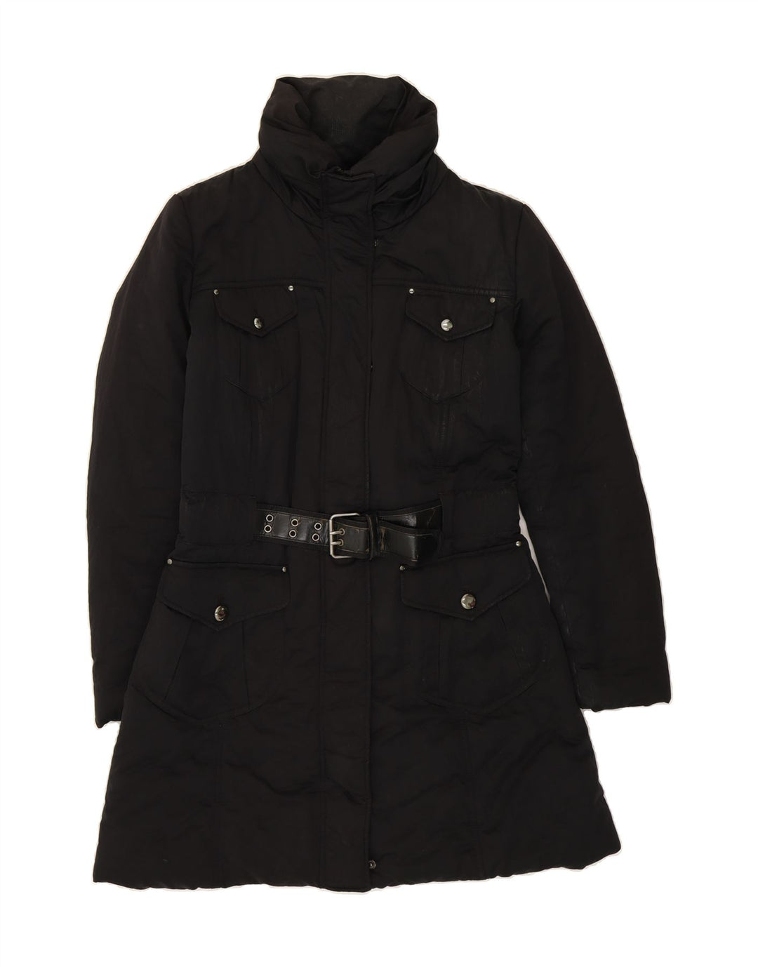 TRUSSARDI JEANS Womens Padded Coat IT 44 Medium Black Polyester Vintage Trussardi Jeans and Second-Hand Trussardi Jeans from Messina Hembry 