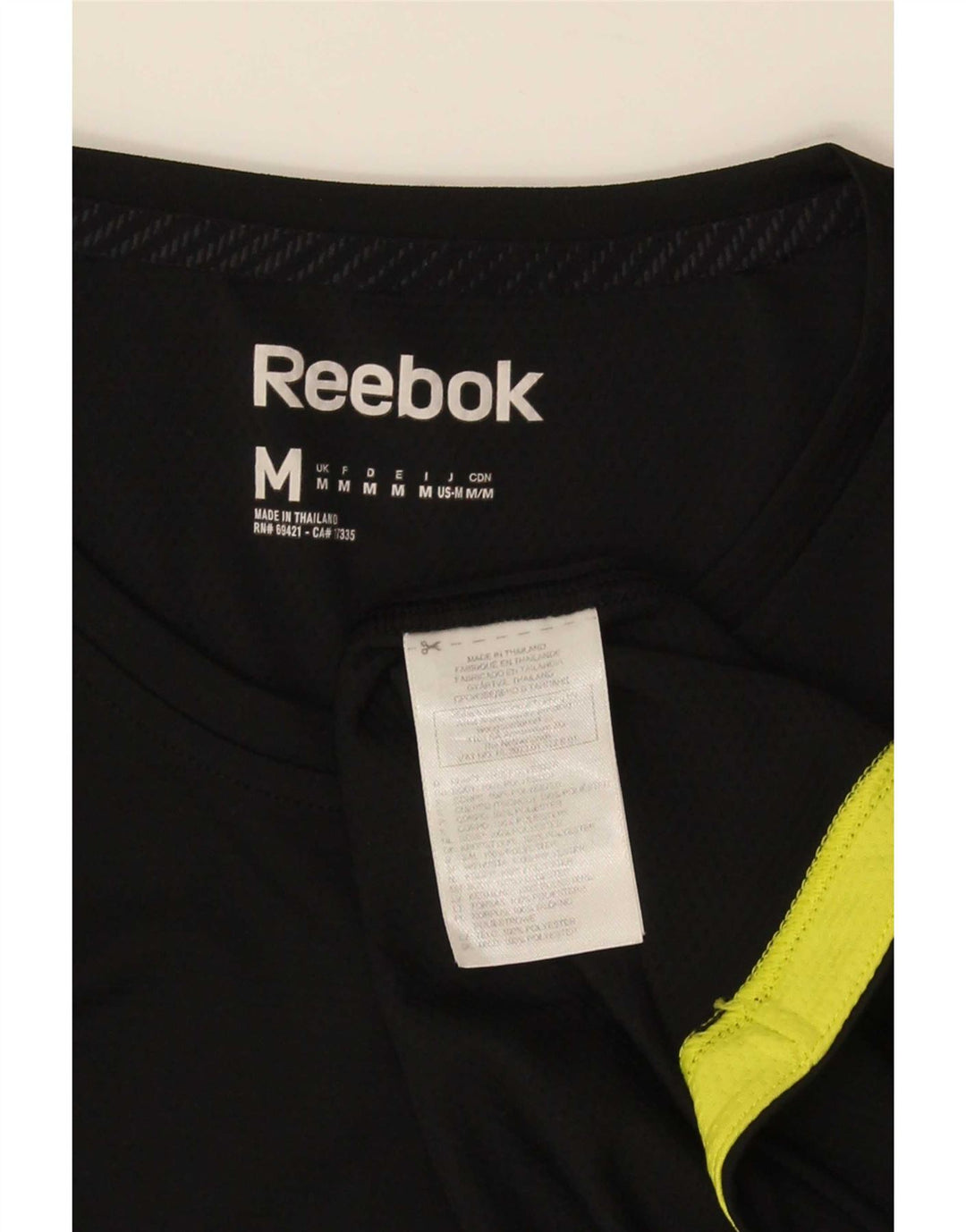Reebok Herre T-Shirt Top Medium Sort Colourblock Polyester