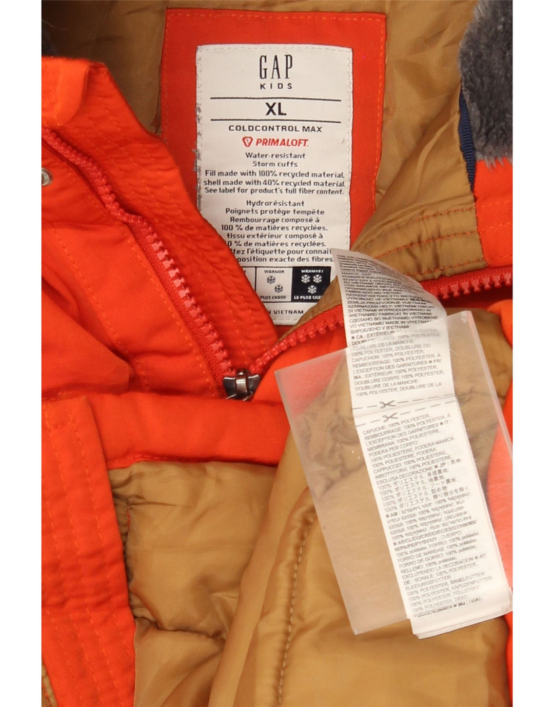 GAP Parkajakke med hætte til drenge 11-12 år XL Orange Polyester