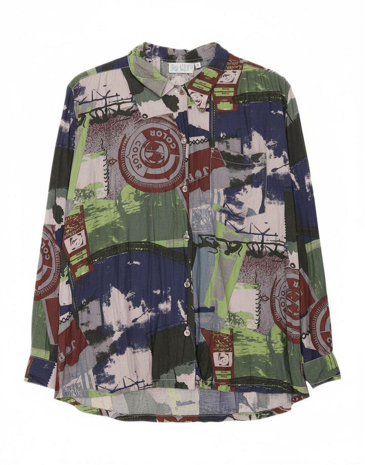VINTAGE Womens Graphic Shirt UK 14 Medium Multicoloured Tie Dye