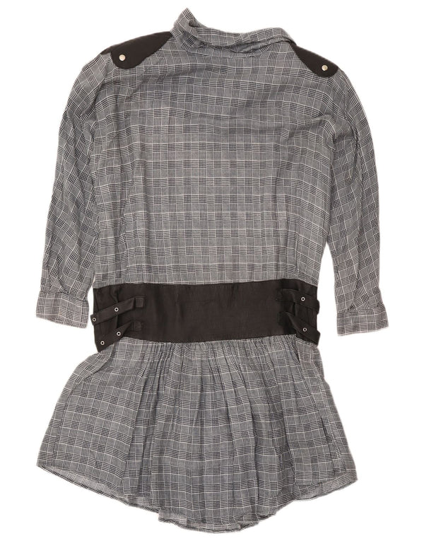 Casablanca Dame Langærmet Drop Waist Dress UK 12 Medium Grey Check