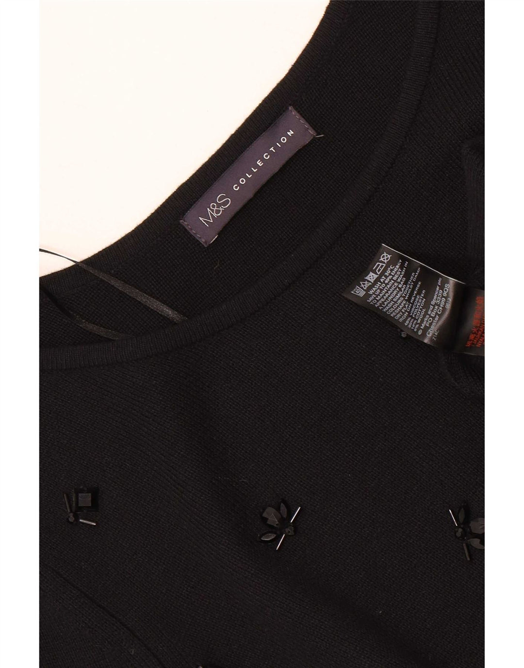 Marks & Spencer Dame Top 3/4 ærmer UK 16 Large Black Viscose