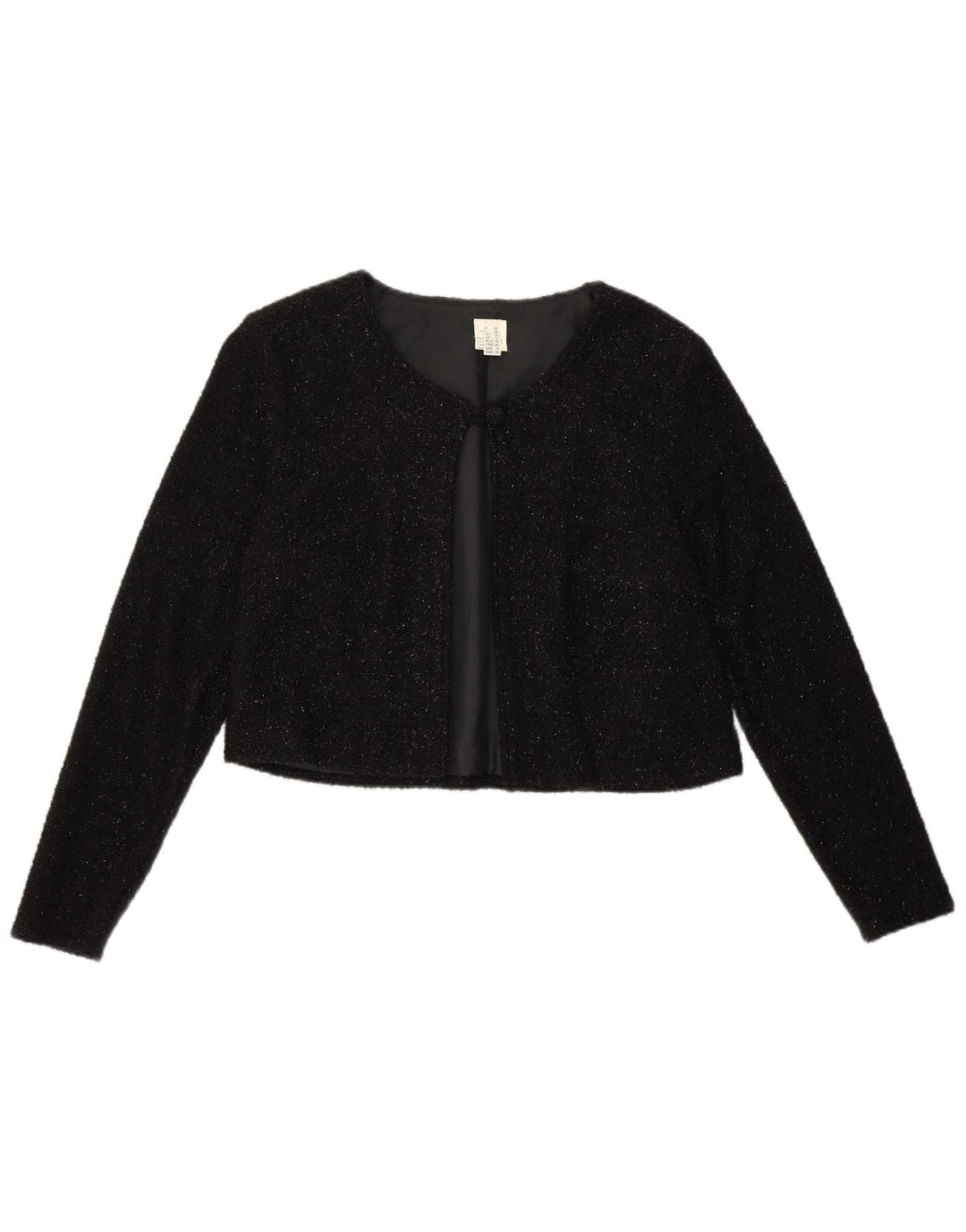 VINTAGE Bolerojakke til kvinder UK 12 Medium Black Flecked Nylon