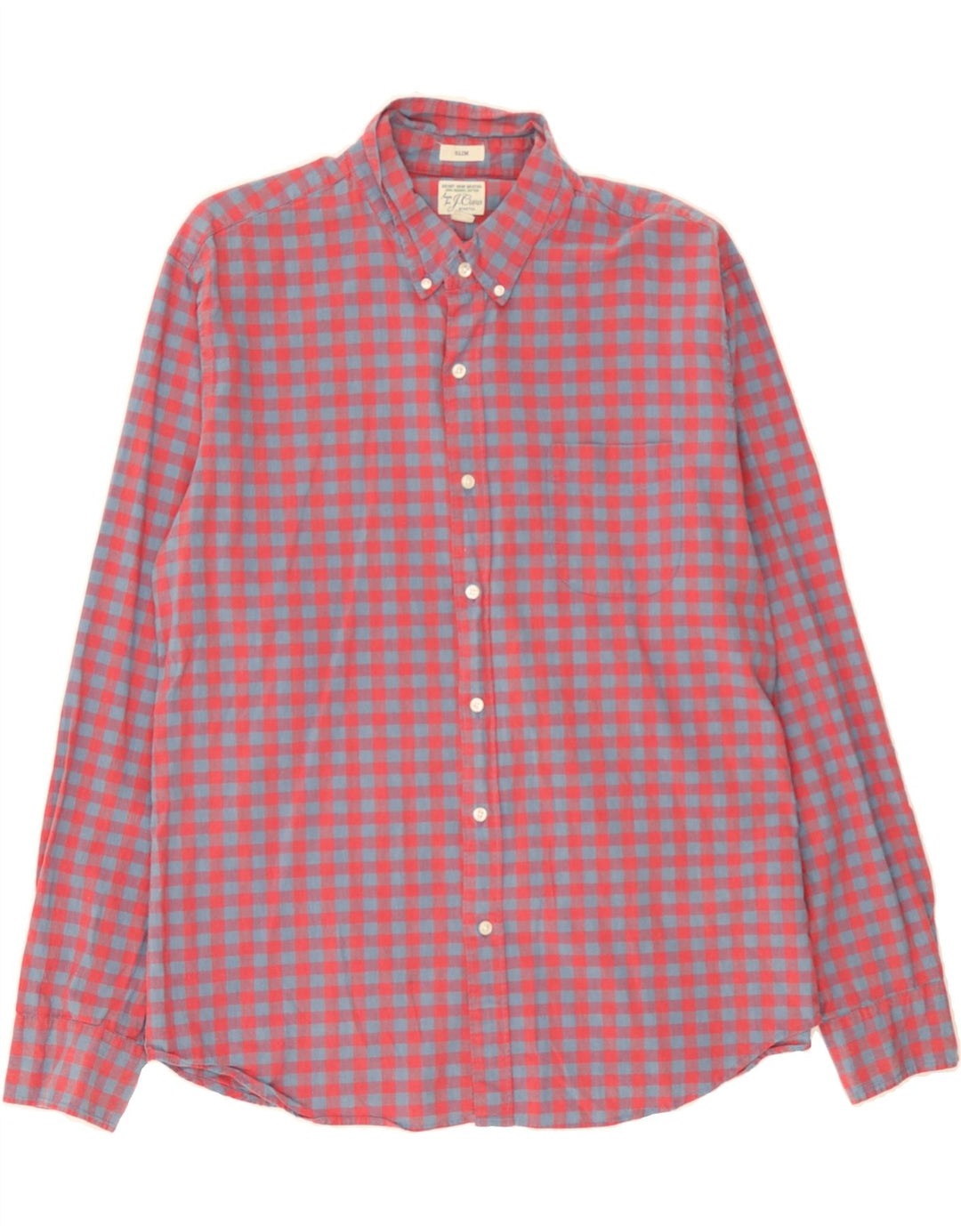 J. CREW Mens Slim Shirt XL Red Gingham Cotton Vintage J. Crew and Second-Hand J. Crew from Messina Hembry 