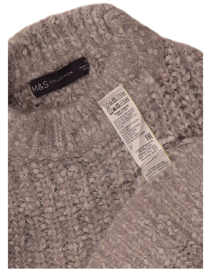 Marks & Spencer Dame Crop Turtle Neck Jumper Sweater UK 6 XS Grå