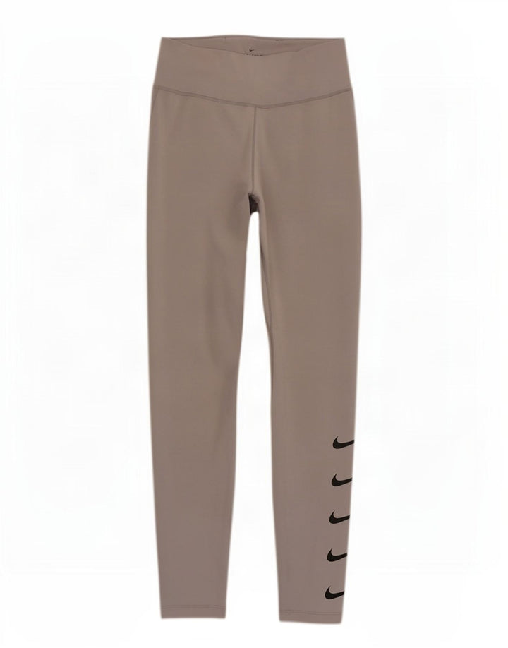 Nike Dame Dri Fit Grafiske Leggings UK 12 Medium Grey Polyester
