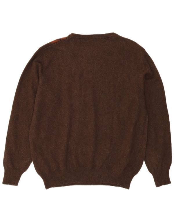 Pierre Cardin Herre Boat Neck Jumper Sweater IT 56 2XL Brun Argyle/Diamant