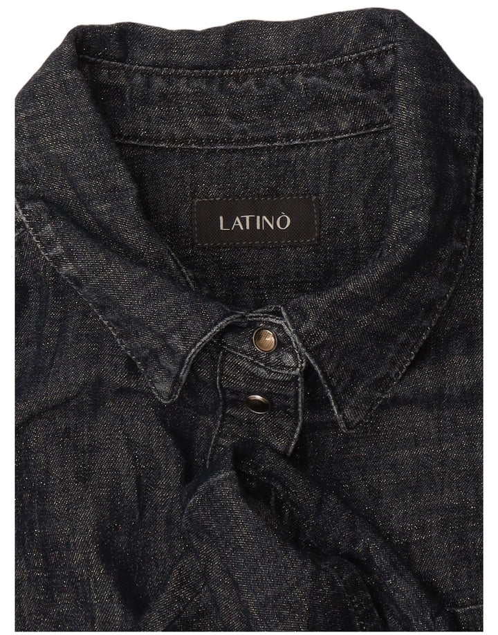 Vintage dameskjorte UK 12 Medium Navy Blue