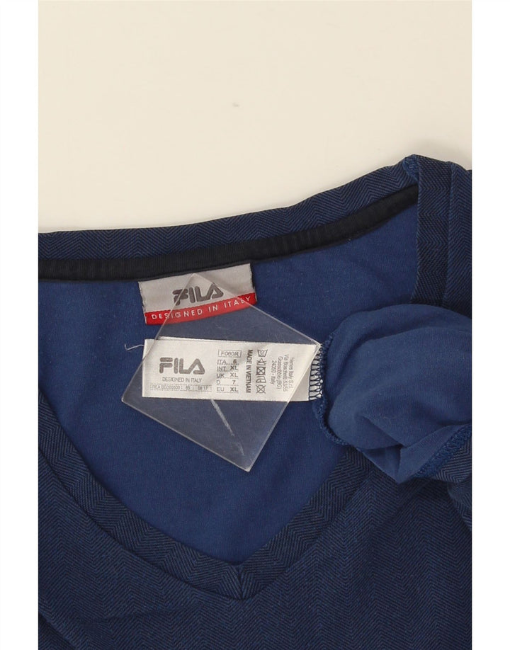 Fila Herre T-Shirt Top XL Blå sildebensbomuld
