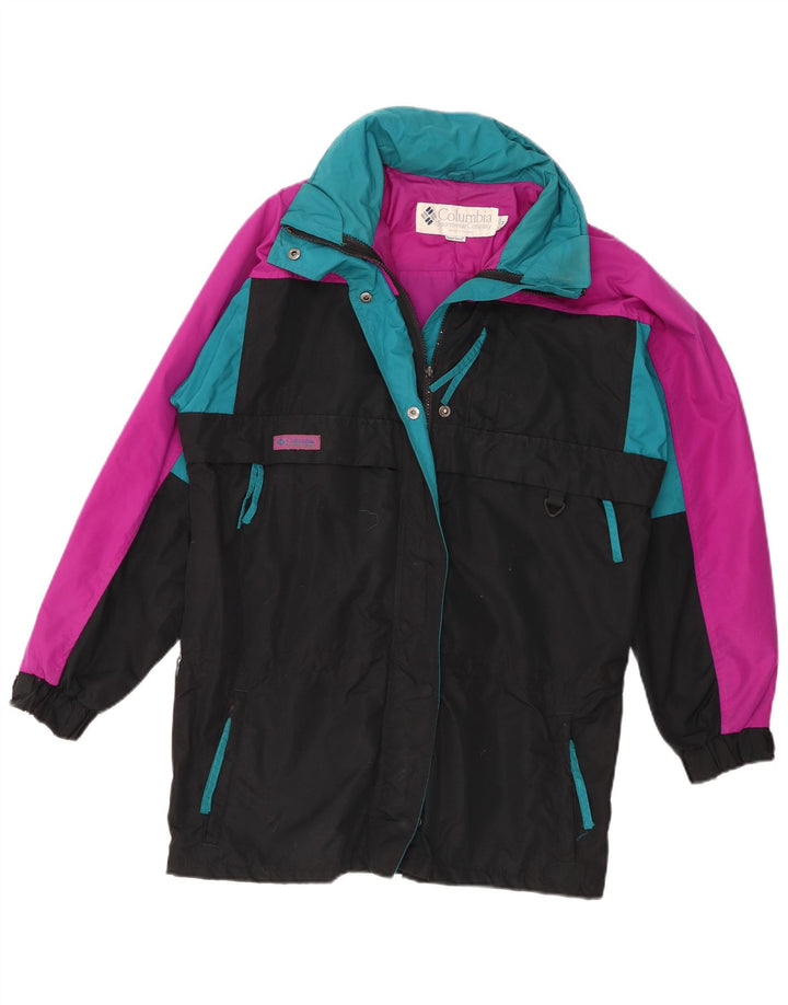 Columbia Womens Loose Fit regnjakke UK 14 Medium Black Colourblock Nylon